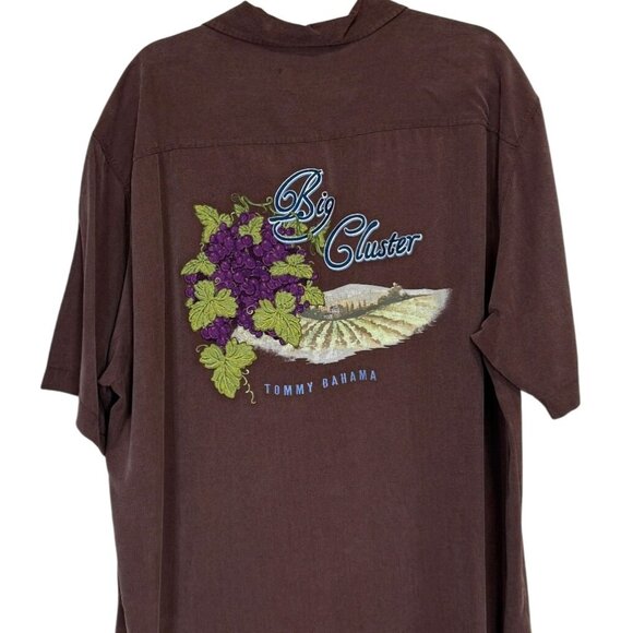 Tommy Bahama Other - Tommy Bahama Silk Button-Up Shirt Big Cluster Embroidered Grapes Wine Size XL